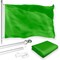 G128 Combo Pack: 5 Ft Tangle Free Aluminum Spinning Flagpole (Silver) & Solid Lime Green Color Flag 2x3 Ft, LiteWeave Pro Series Printed 150D Polyester | Pole with Flag Included